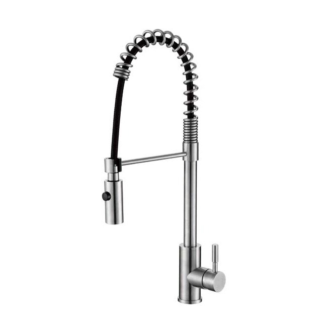 304 Single Handlepull Down Spray Spring Stainless Steel Kitchen Faucet