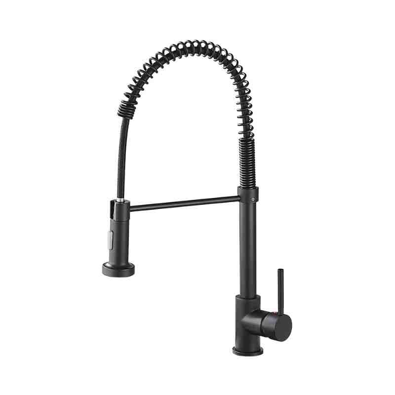 Flexible Cold Hot Mixer Sink Tap Sus304 Stainless Steel Black 360 Rotation Spring Kitchen Faucet With Pull Down Sprayer