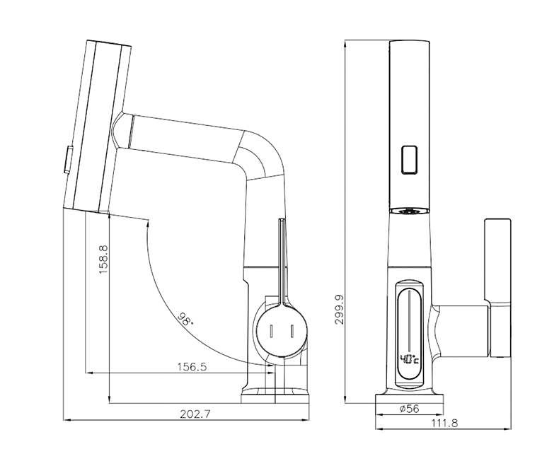 Waterfall Kitchen Faucet Temperature Digital Display