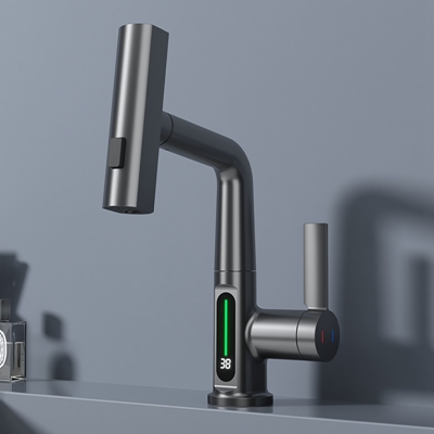 Pull Out Rotating Lifting Faucet Intelligent Digital Display