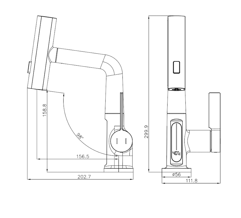 Pull Out Rotating Lifting Faucet Intelligent Digital Display