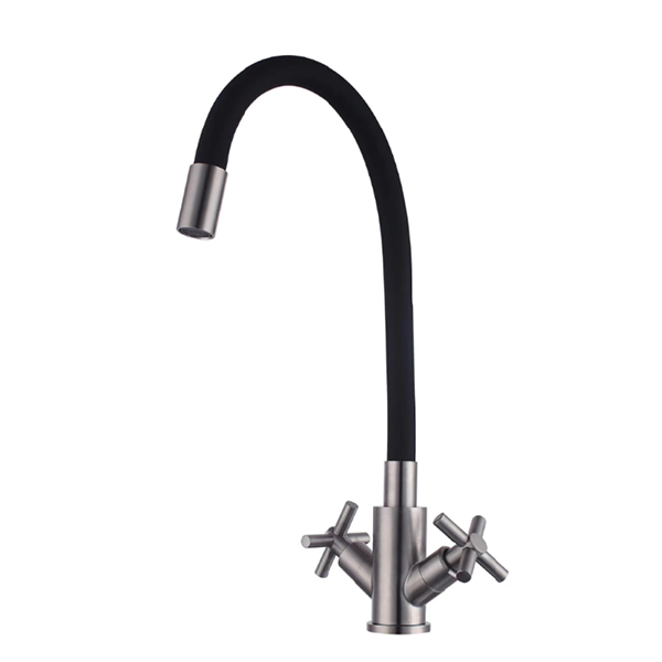 Rubber Pipe SUS304 Matte Black Kitchen Faucet