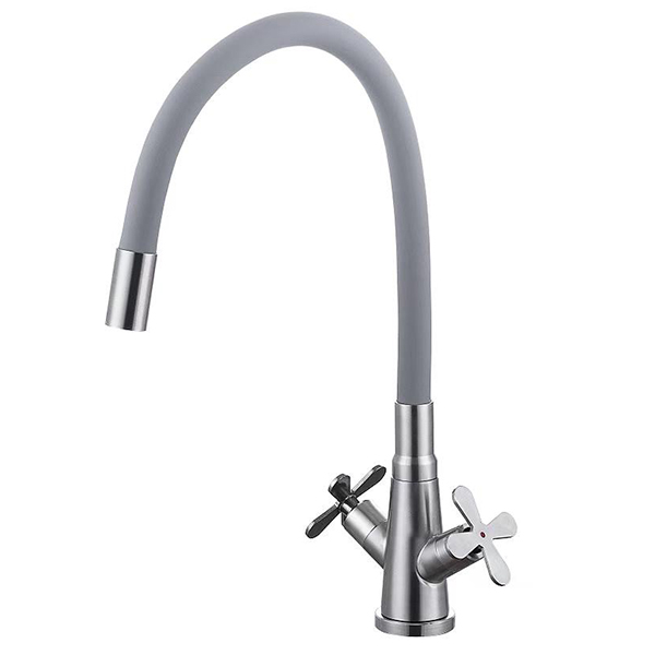 Gray Rubber Pipe Swan Neck Kitchen Faucet