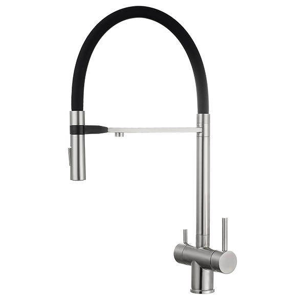 Pull-out 3 Way Grey Brushed Water Filter Kitchen Faucet