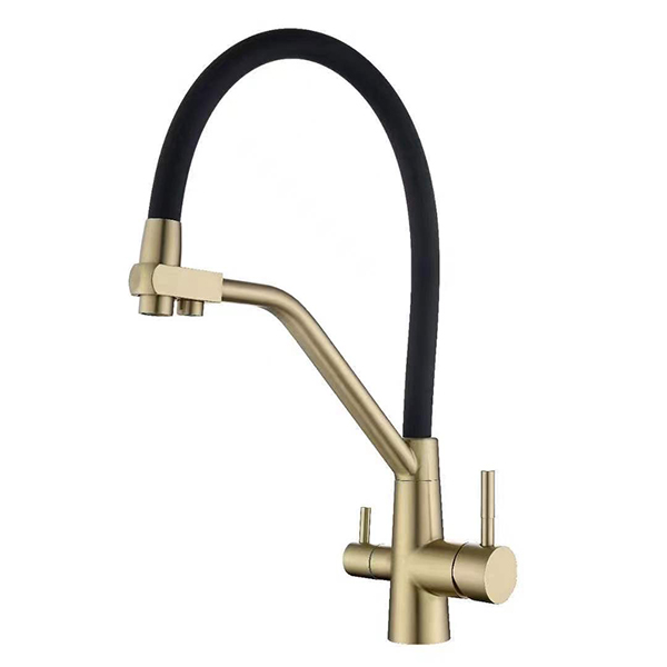 3 Way Brushed Gold 360 Swivel Water Kitchen Faucet