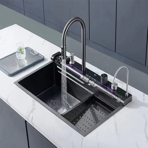 Digital multi-function sink set with faucet