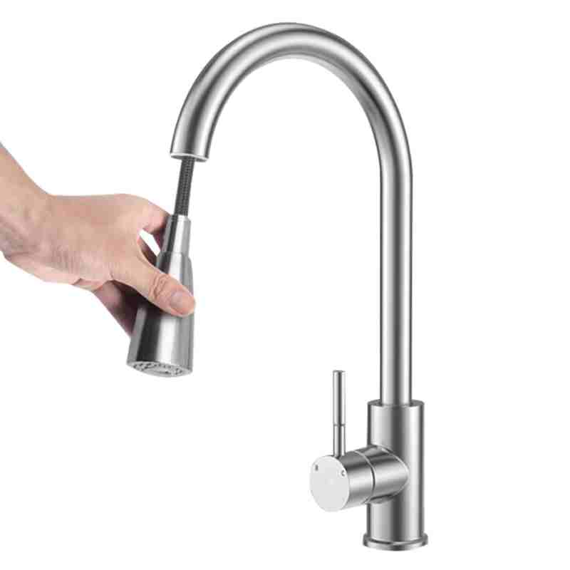 304 stainless steel rotatable retractable washing and pulling kitchen faucet