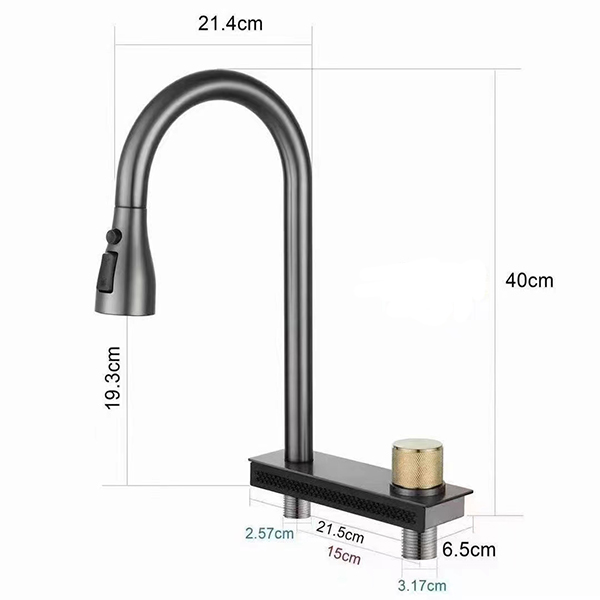 Sanipro Popular Flexible Rotation Waterfall Tap Shower Taps 304 Stainless Steel Brushed Kitchen Sink Pull Out Faucet