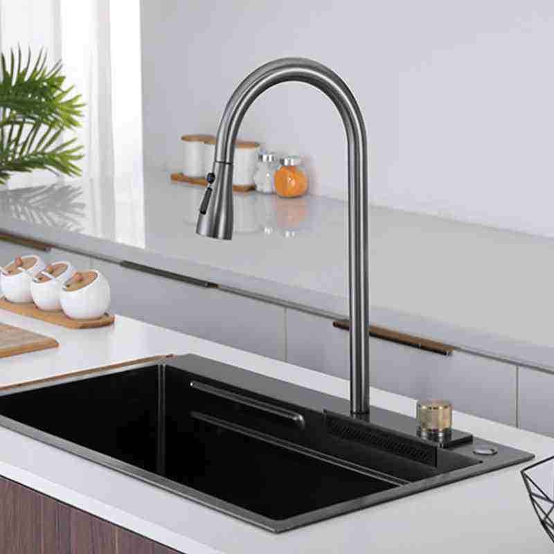 Piano Key Flying Rain Waterfall Multifunctional Smart Digital Display Kitchen Sink