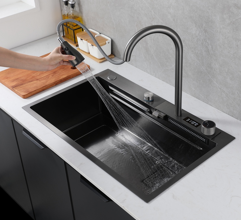 Flying Rain Waterfall Kitchen Sink Integrated Multi-Functional 304 Stainless Stee