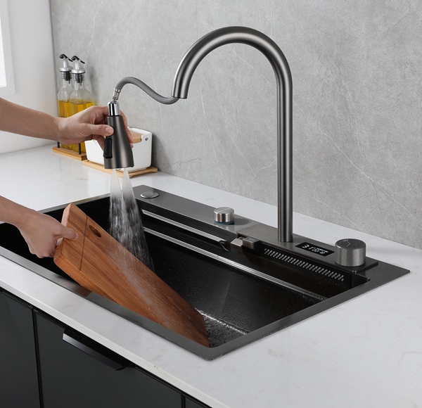 Flying Rain Waterfall Kitchen Sink Integrated Multi-Functional 304 Stainless Stee