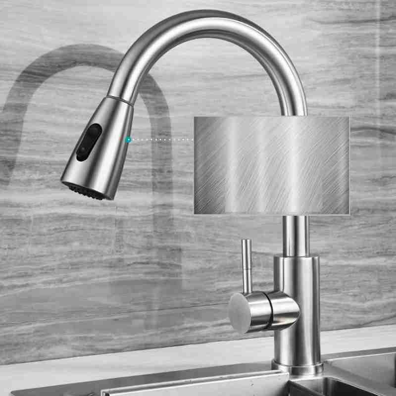 304 stainless steel rotatable retractable washing and pulling kitchen faucet