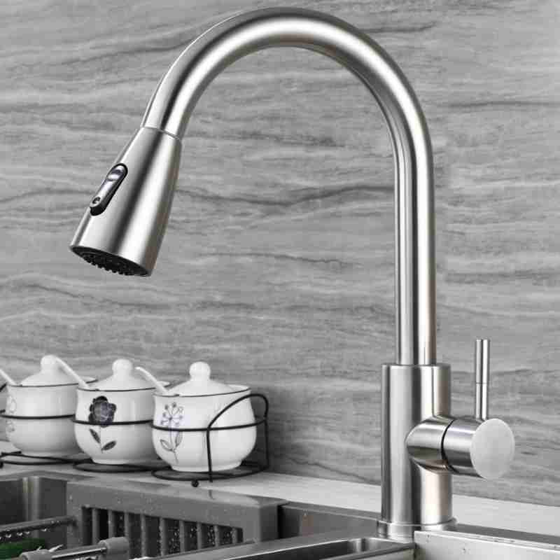 304 stainless steel rotatable retractable washing and pulling kitchen faucet