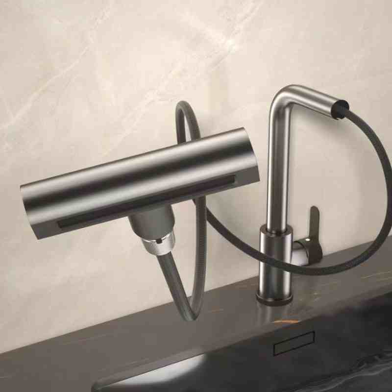 All copper pull-out Flying Rain Waterfall kitchen faucet with retractable design